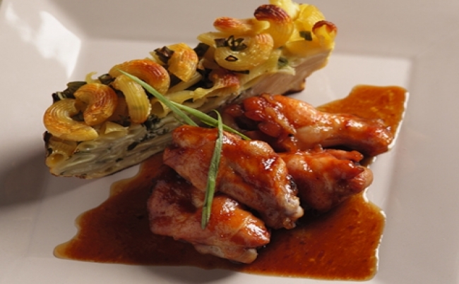 Alitas de pollo con miel de maple
